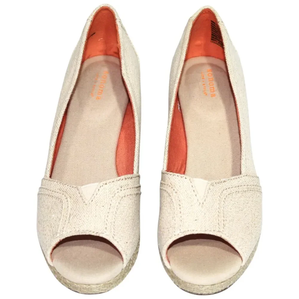 Sonoma Beige Wedge Sandals Size 8.5